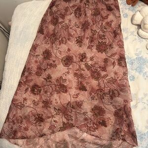 90s Vintage Asymmetrical Floral Pink Skirt